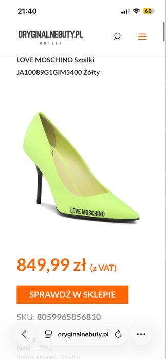 Szpilki Love Moschino damskie czółenka z napisem