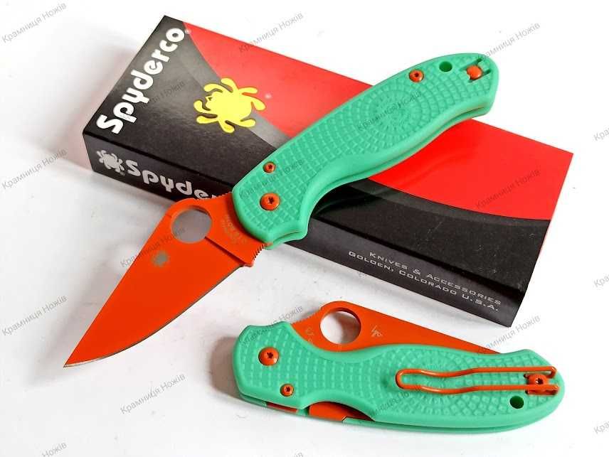Ніж складний Spyderco Para 3 Lightweight кастом Mint/Orange Нож складной туристический Spyderco Para 3 Спайдерко Пара 3 EDC