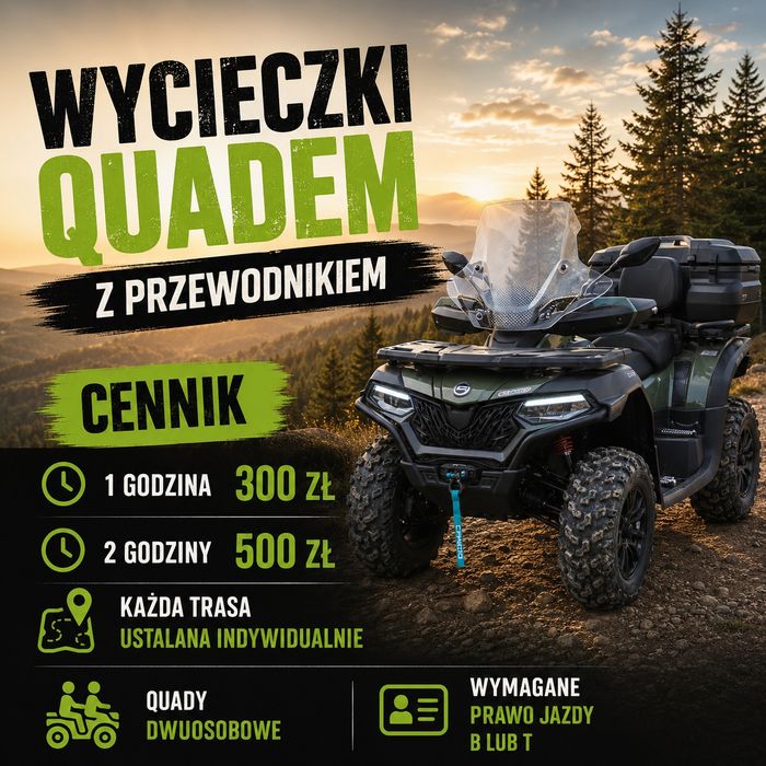 Wynajem quadów, wycieczki z przewodnikiem wieczór kawalerski imprezy integracyjne