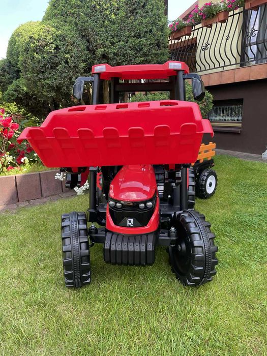 Olbrzymi Traktor na akumulator z przyczepą 24V 400 W PILOT KOPARKA TUR