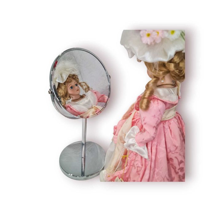 Espelho Mesa Dupla Face Metal Cromado