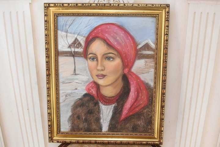 T. Axentowicz - Góralka - Stary Portret Obraz Pastel