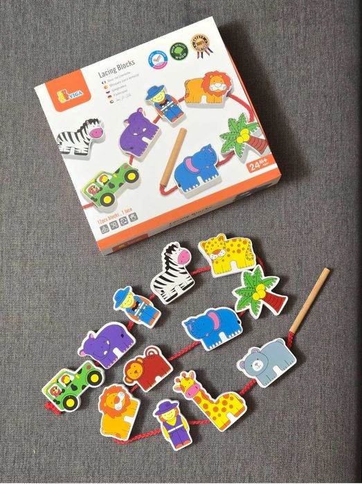 Шнурівка VIGA TOYS зоопарк, шнуровка для детей