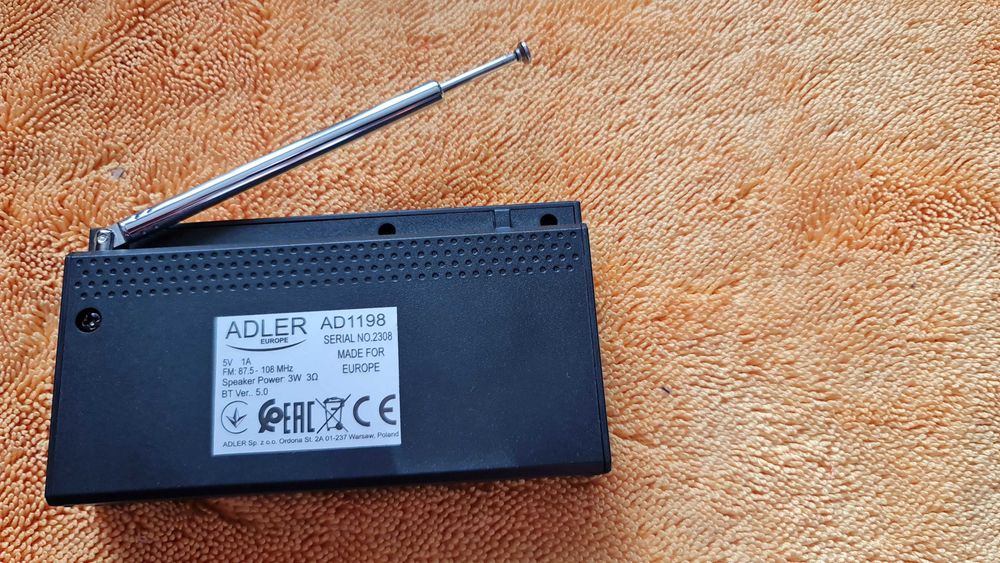 Adler AD 1198 Radio Przenośne - LCD - FM - Bluetooth - Zegar