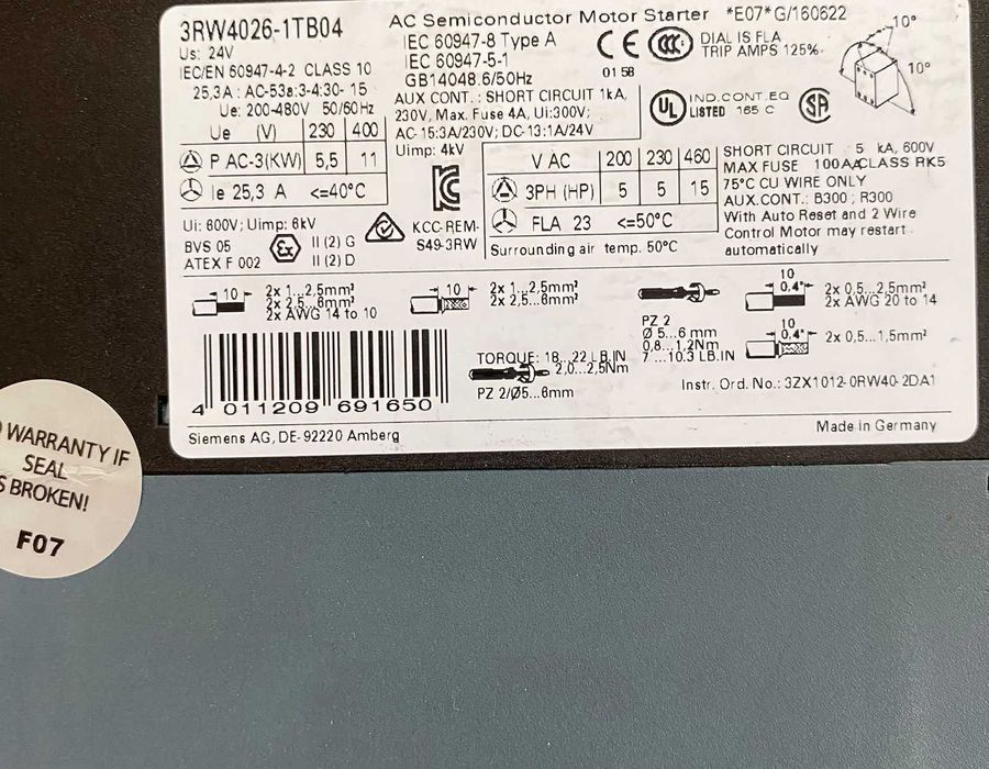 Softstart 3-fazowy 200-480VAC 25A 11kW/400V