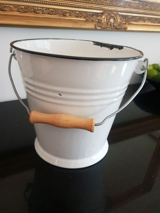 Vintage retro  wiaderko wiadro postarzane doniczka naczynie metalowe