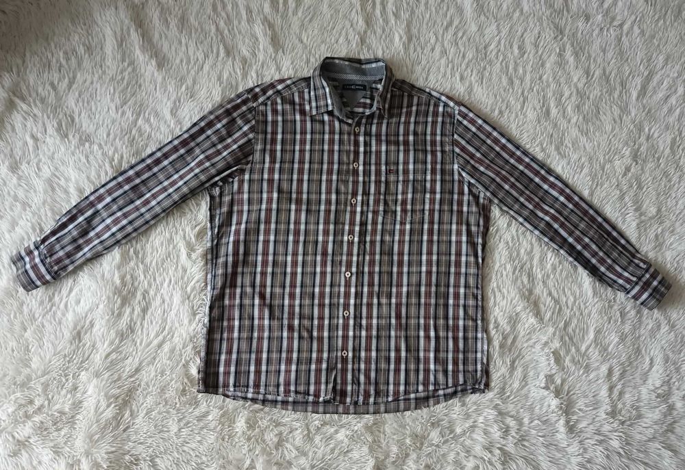 Koszula męska w kratę Casa Moda, XL, bawełna 100%, z kołnierzem, długi rękaw