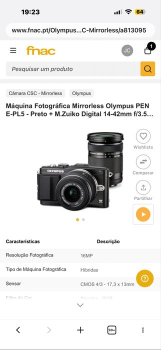 Olympus Pen E-PL5, profissional 3/4, flash externo, 2 objectivas uma normal e outra zoom