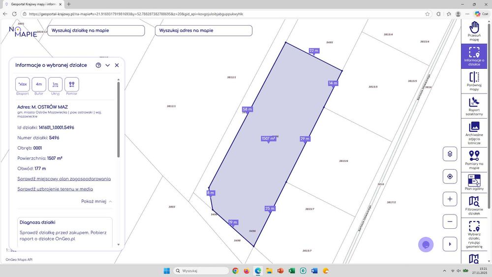 Sprzedam działkę w pobliżu ulicy Małkińskiej