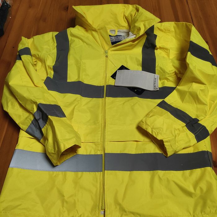 Kurtka robocza lub na rower z paskami odblaskowymi, żółty neon, rozmia