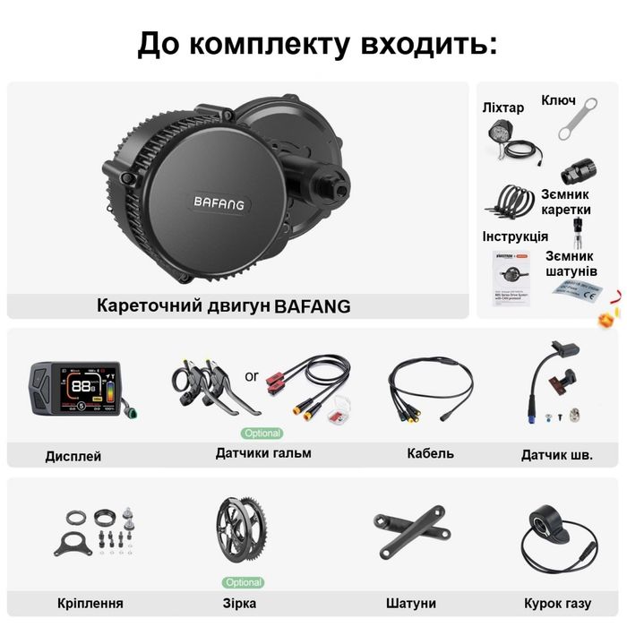 Найкращий веломотор Bafang 750w 48v кареточний міддрайв