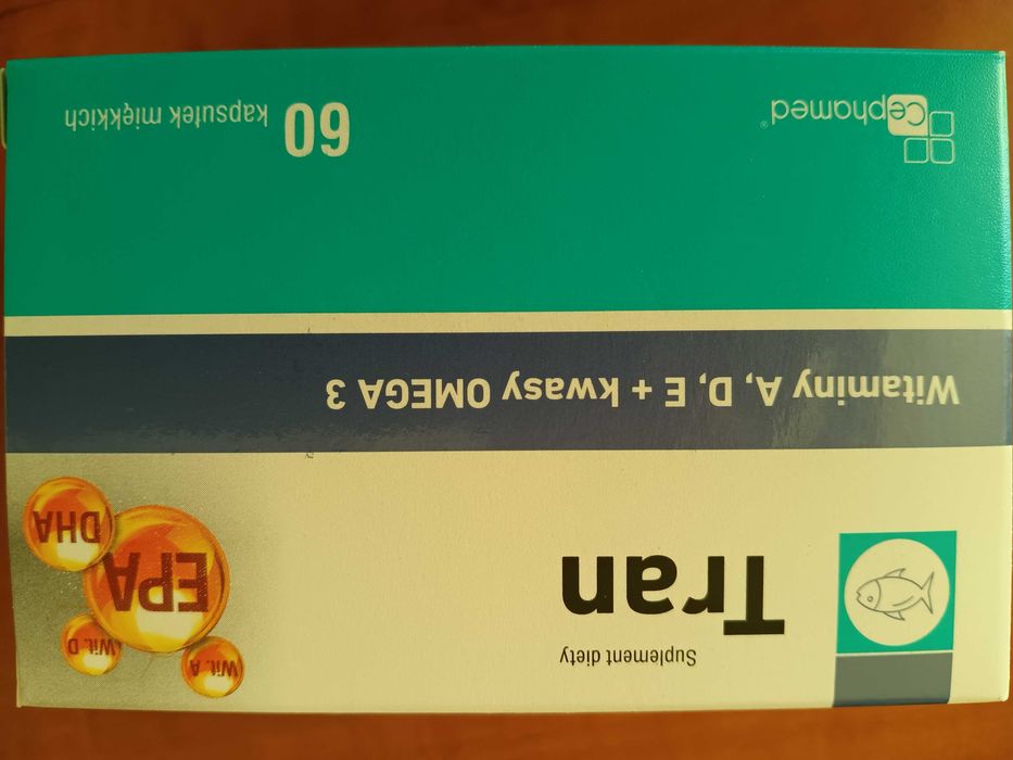 Zestaw odporność 2x 60 kapsułek tran witaminy A D E i kwasy omega 3