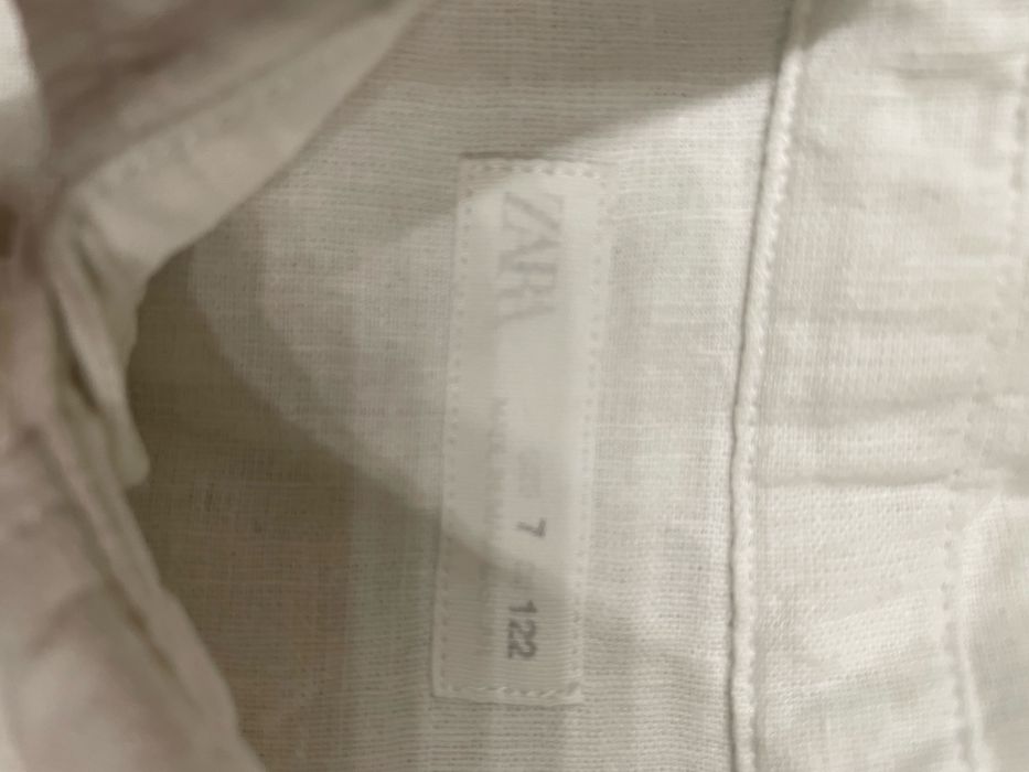 Біла лляна сорочка Zara 7 років 122 см