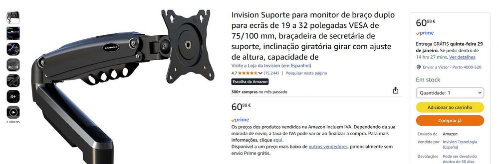 Suporte para monitor de braço articulado