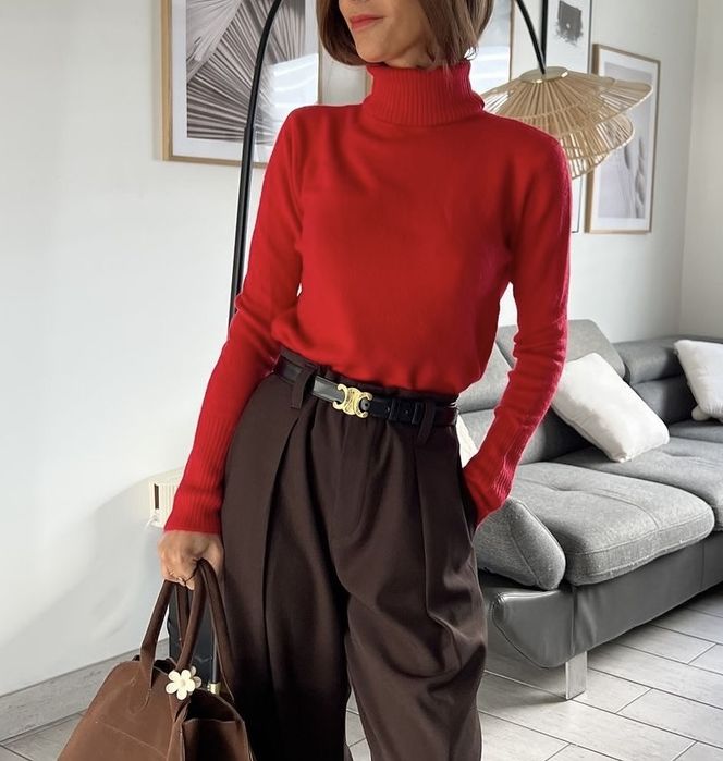 Кашеміровий червоний светр гольф СOS