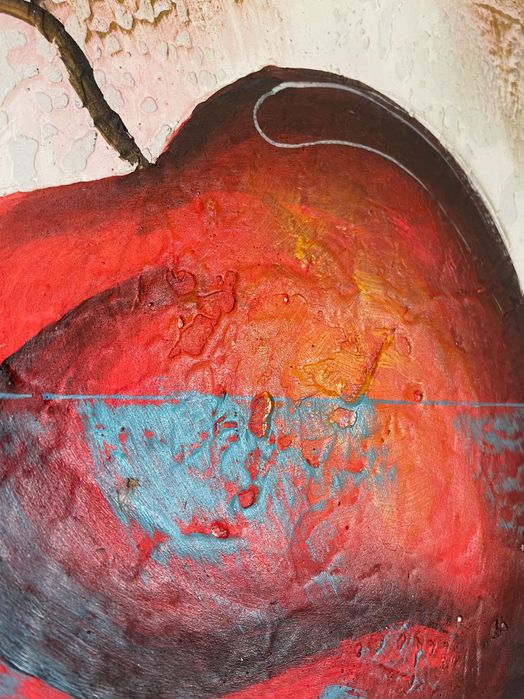 Quadro pintado com desenho frutas