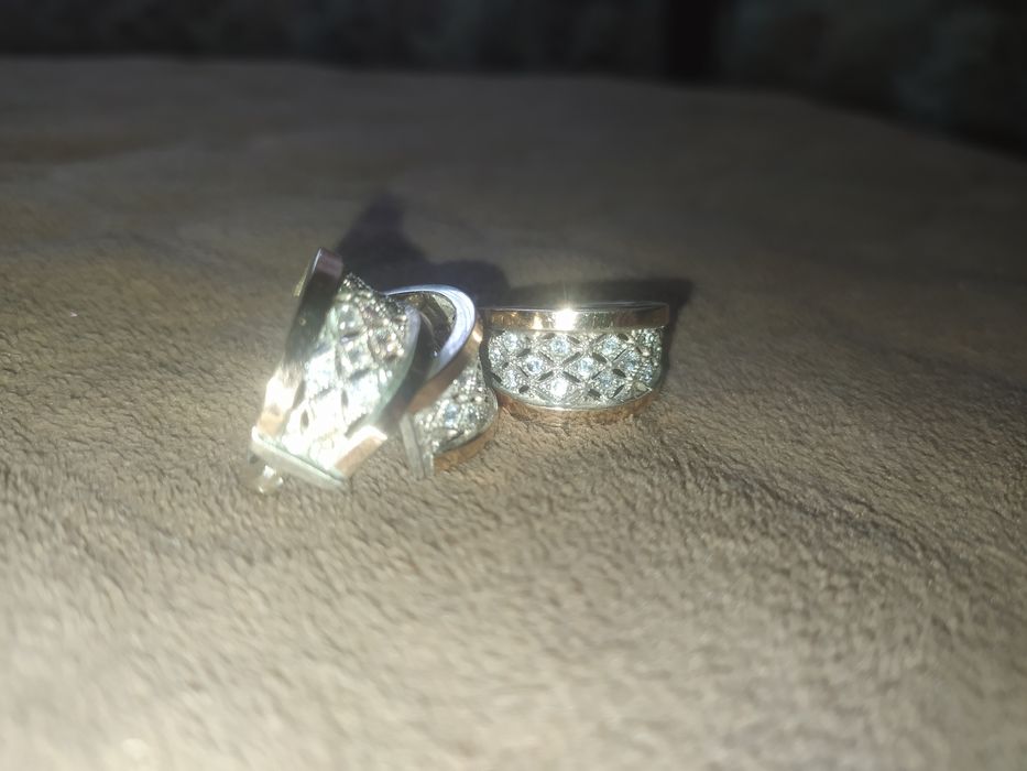 Набір прикрас із срібла з пластинами золота