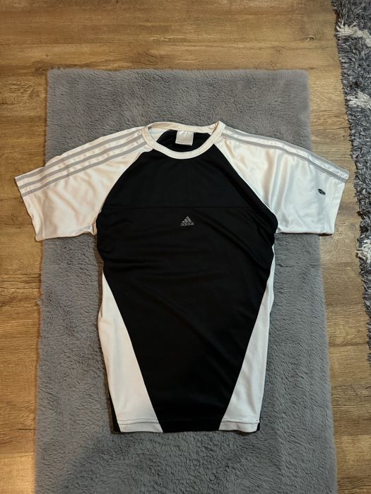 Sportowa koszulka z krótkim rękawem adidas old style czarno biała M