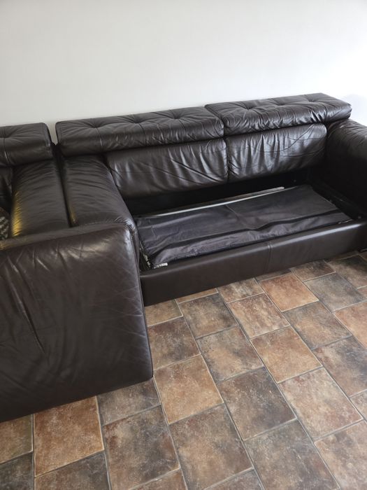 Komplet premium sofa rozkładana i fotele skóra