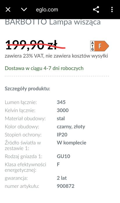 BARBOTTO Lampa wisząca