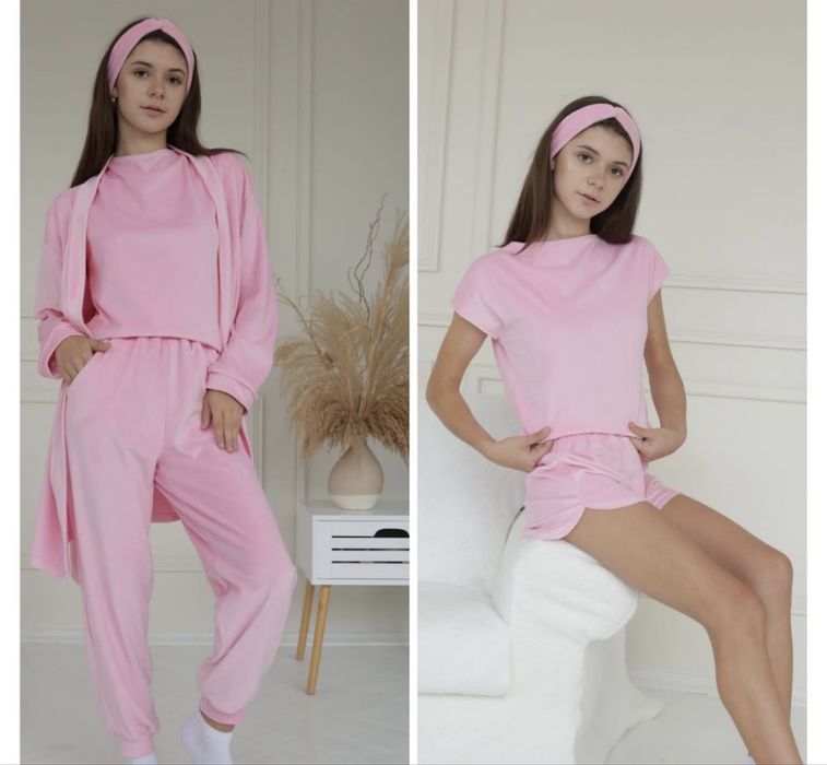 Велюрова піжама для дівчинки, набір для сну для дівчаток з 5 предметів