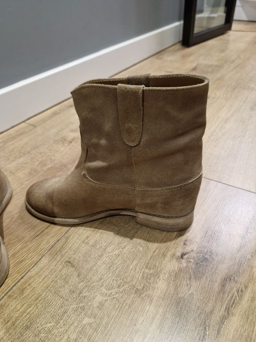 Buty skórzane botki na platformie