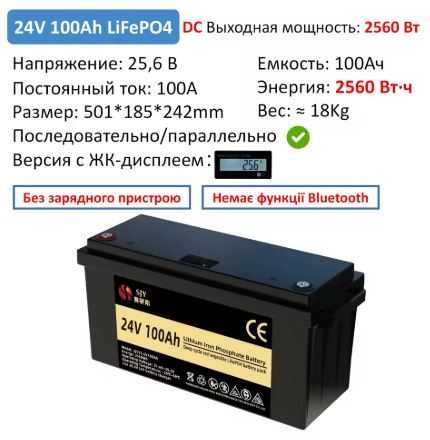 Акумулятори LiFePo4 24V100Ah SJY в наявності, нові