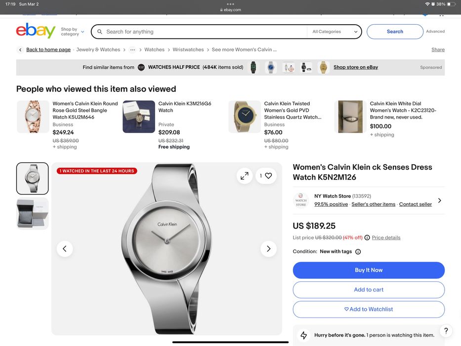 Жіночий годинник Calvin Klein Senses, розмір S 15.4 см. Торг!