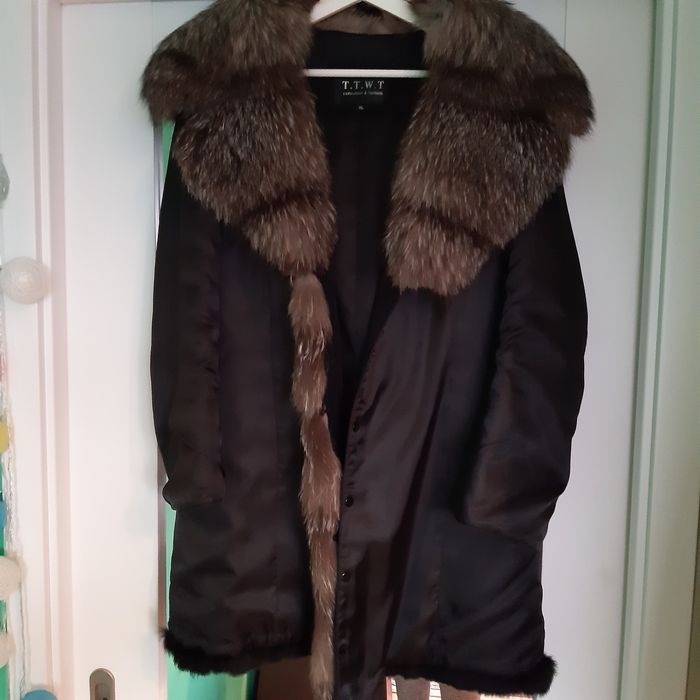 Podpinka z krolika kołnierz i  kaptur z lisa