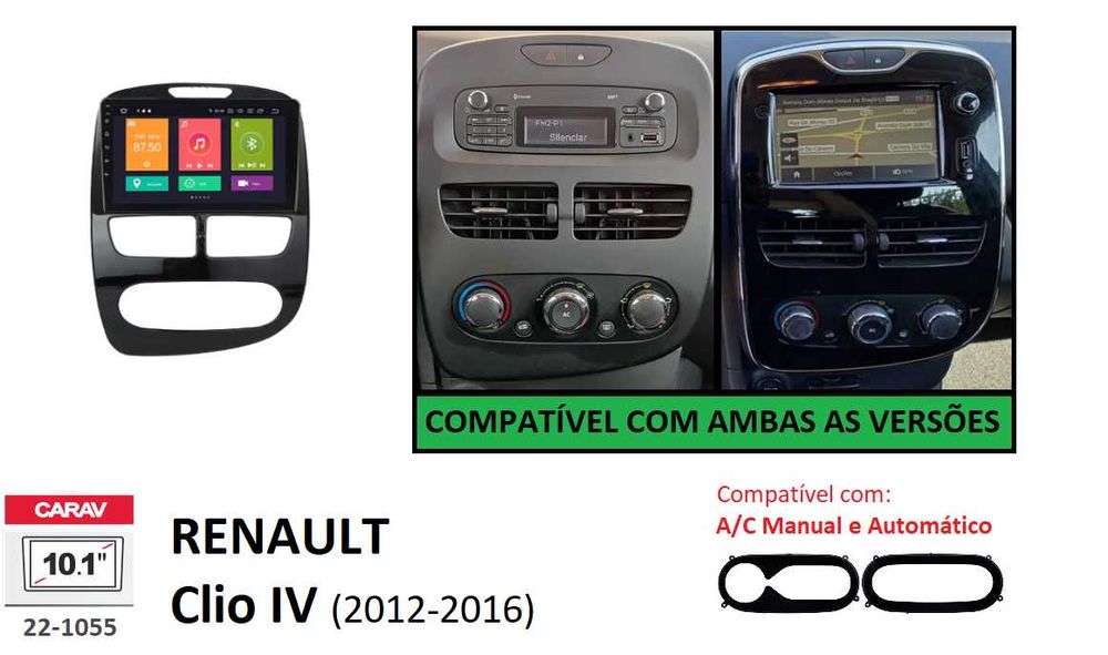 (NOVO) Rádio 2DIN • Renault Clio (4) IV (2012 a 2020) • Android 4+64GB