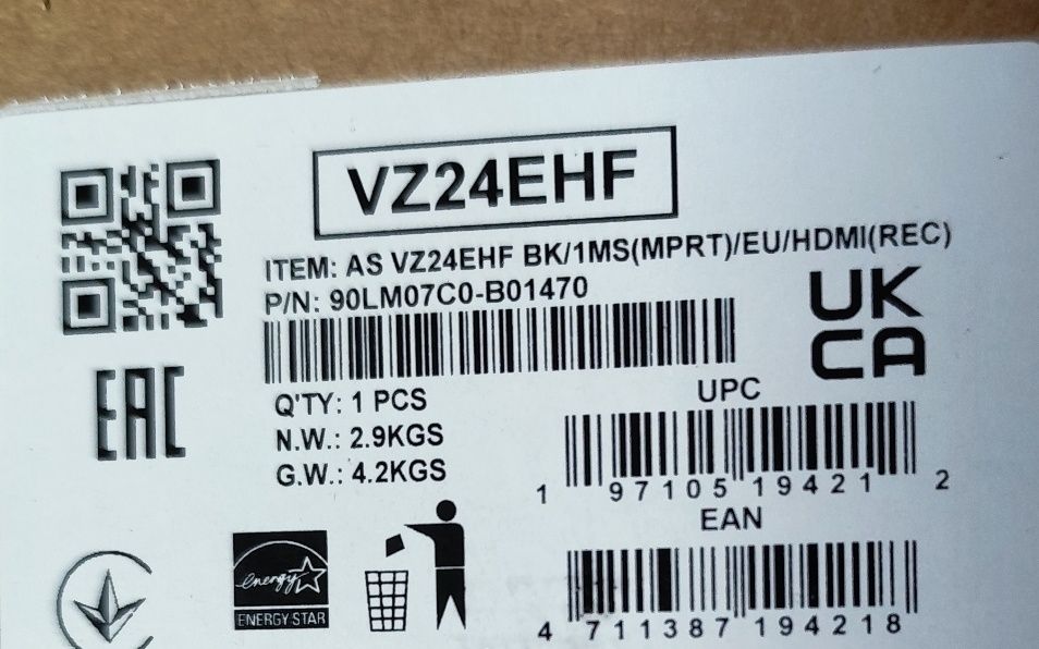 Monitor novo ASUS 24"