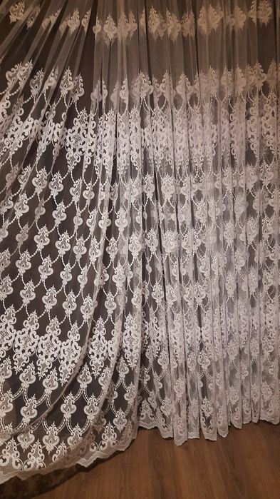 Тюль фатин с королевской вышевкой 5м, 5.5м, 8м, 11.5м, шифон в короны