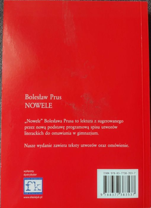 Nowele Bolesław Prus - Lektura z opracowaniem