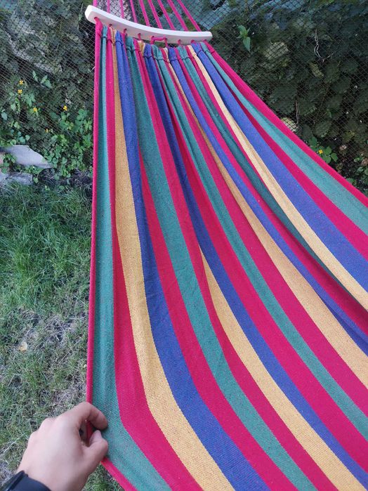 Тканевый гамак с деревянной перекладиной 200×80 гамак с планкой