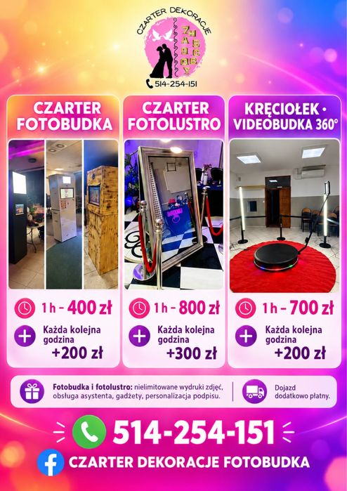 Fotobudka klasyczna na wesela urodziny imprezy videobudka 360