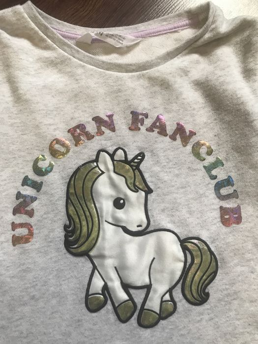 Sukienka, tunika dresowa Unicorn H&M 6-8 lat, 122/128
