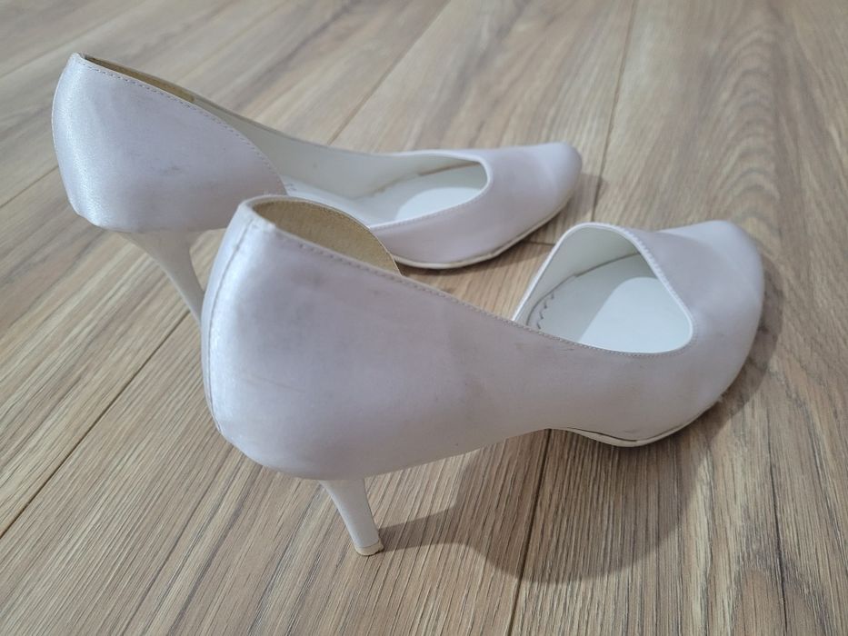 Buty ślubne białe perłowe szpilki rozmiar 40