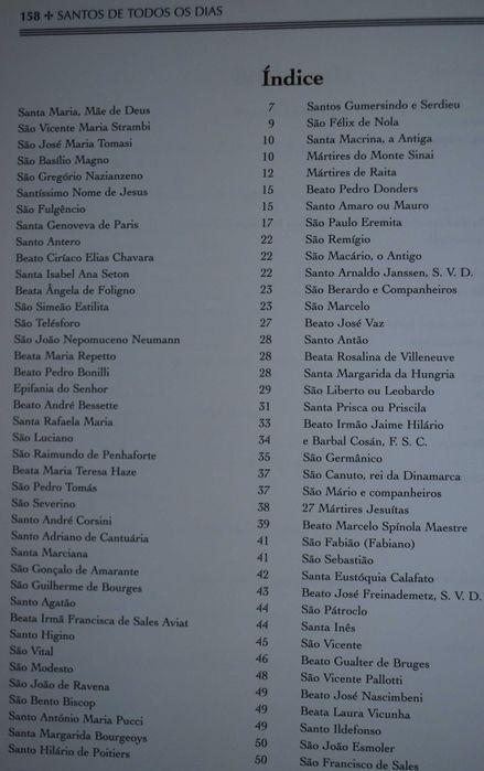 Santos de Todos Os Dias (Mês de Janeiro)
