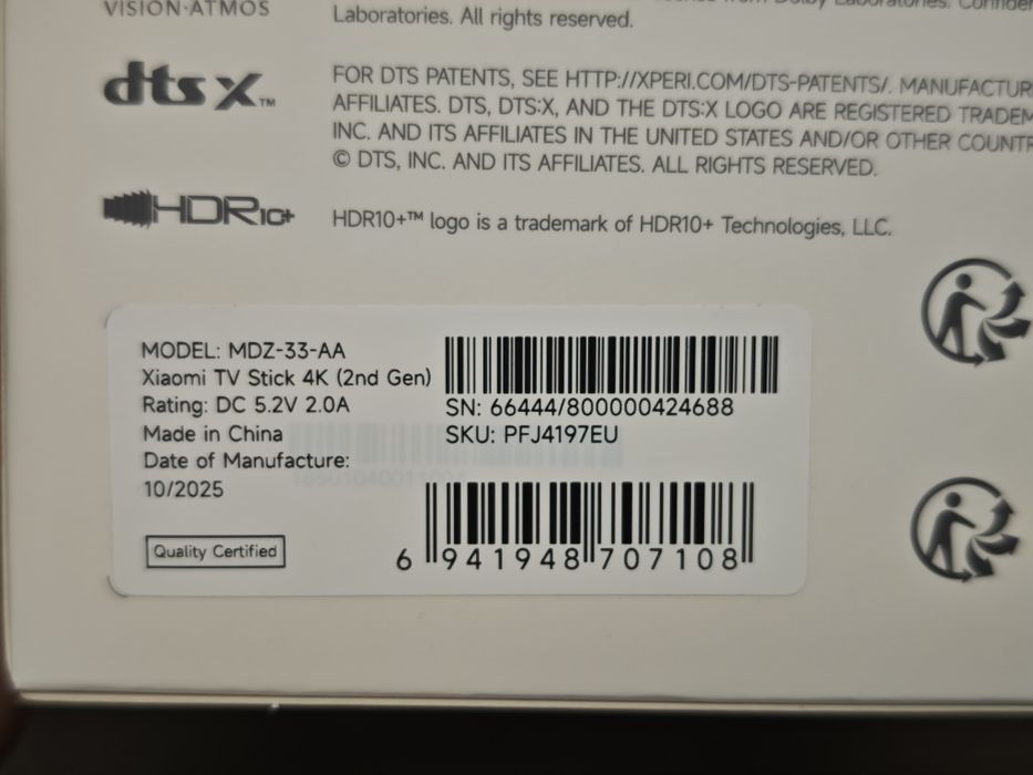 Смарт приставка Xiaomi Mi TV Stick 4K (2nd Gen) (MDZ-33-AA)