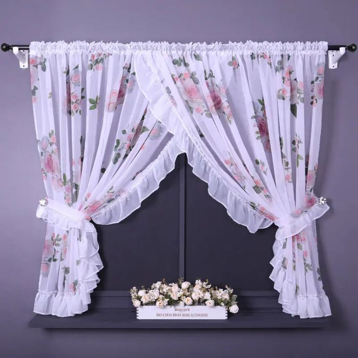 Firana w kwiaty z cyrkoniami