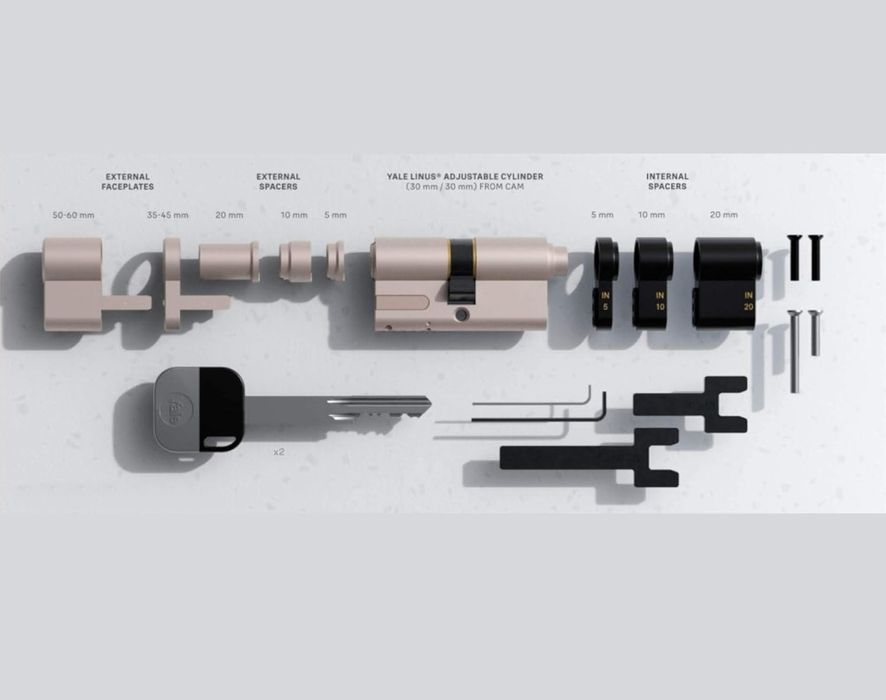 Cilindro ajustável alta segurança YALE LINUS p/ fechadura inteligente