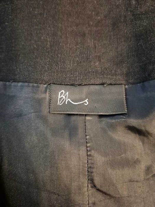 Bhs Spódnica Lniana Midi Trapezowa Czarna Len Bawełna BDB
