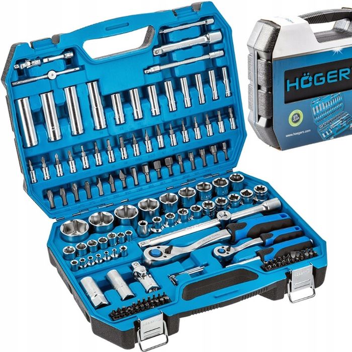 Walizka Mega Kompletny Zestaw Narzędzi Kluczy 144 El Hogert Grzechotka