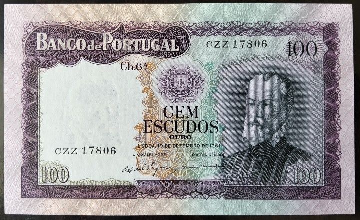 Lote 2 Notas 100$ 1961 Pedro Nunes 2 Delas Estado Novas