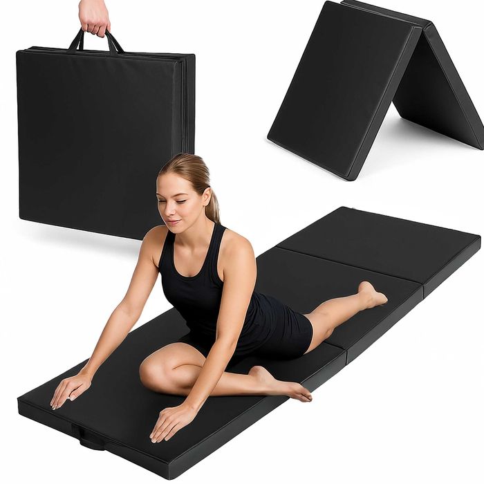 Materac gimnastyczny składany 180cm ciemnoszary do masażu fizjoterapii