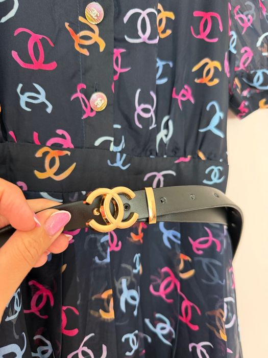 Sukienka CHANEL kolorowa nowa z paskiem s m