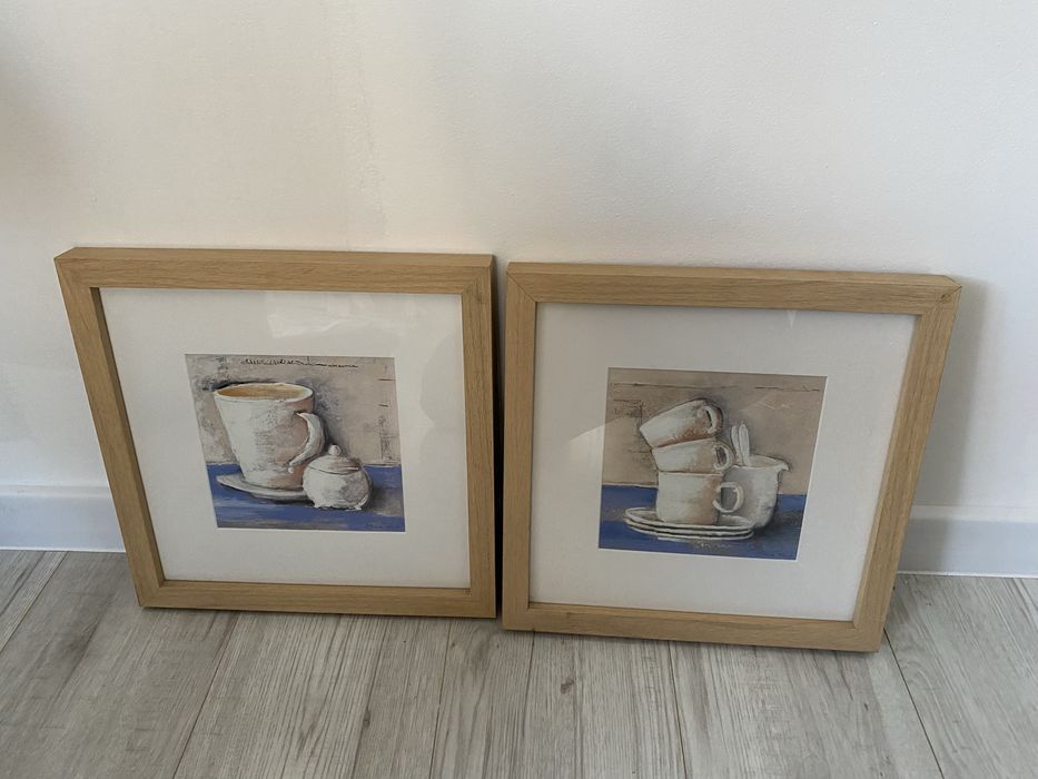 Zestaw 2 obrazów w drewnianej ramie