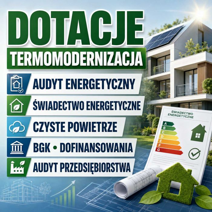 Audyt energetyczny Czyste Powietrze Dotacje Świadectwo energetyczne Termomodernizacja BGK  Dofinansowania Audyt przedsiębiorstwa