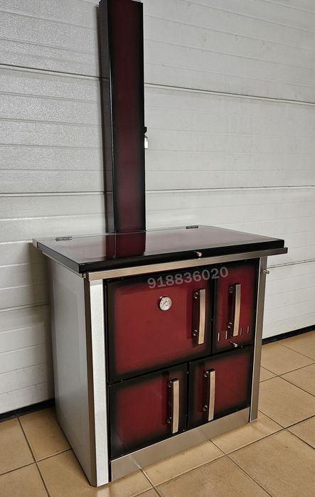 Fogão Lenha INOX Cor Bordó - NOVOS - Fabrico Nacional