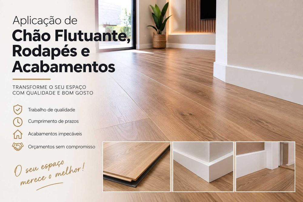 Boa Aplicação de Chão Flutuante, colocação de Rodapés e Acabamentos!